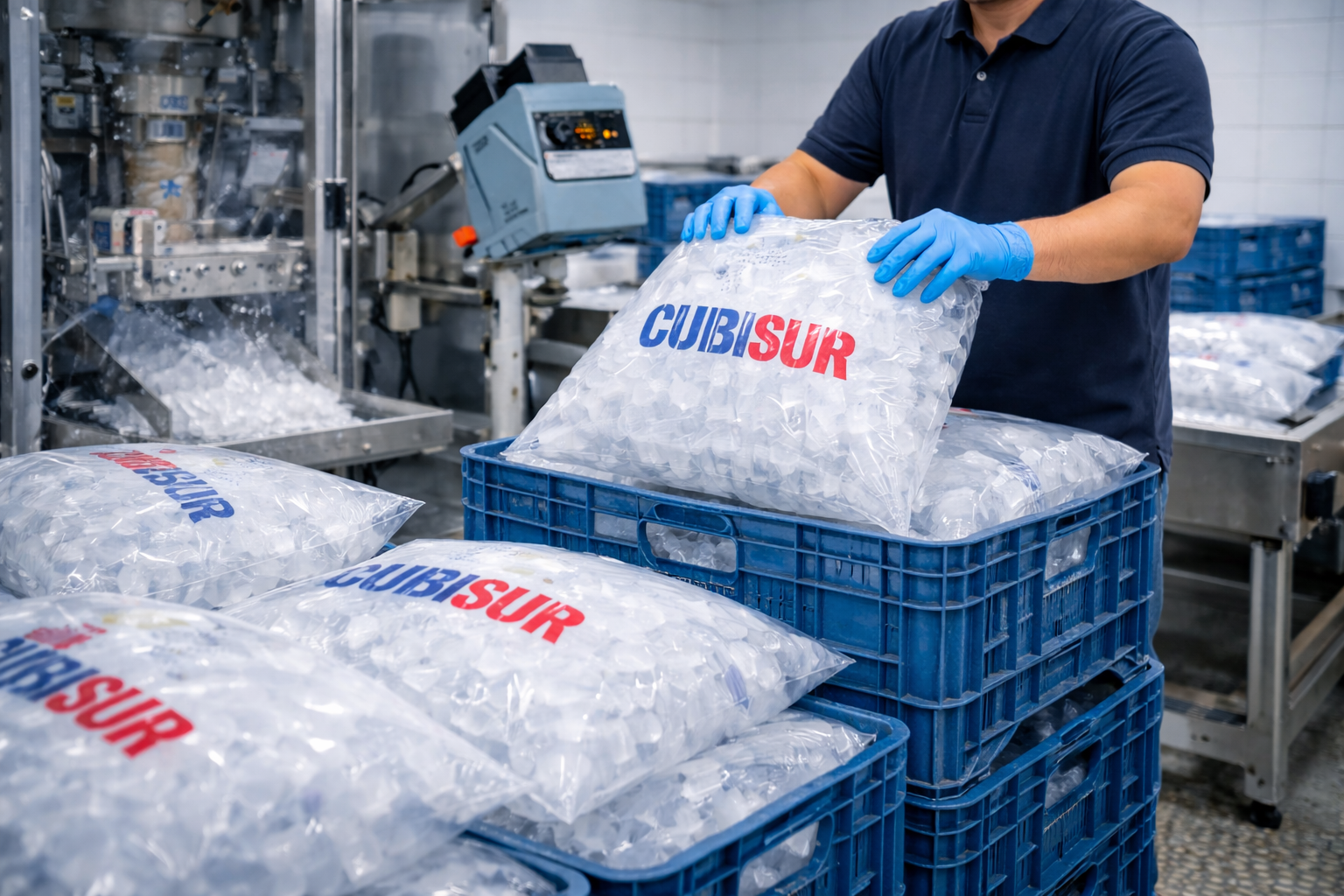 Bolsas de hielo CUBISUR listas para reparto